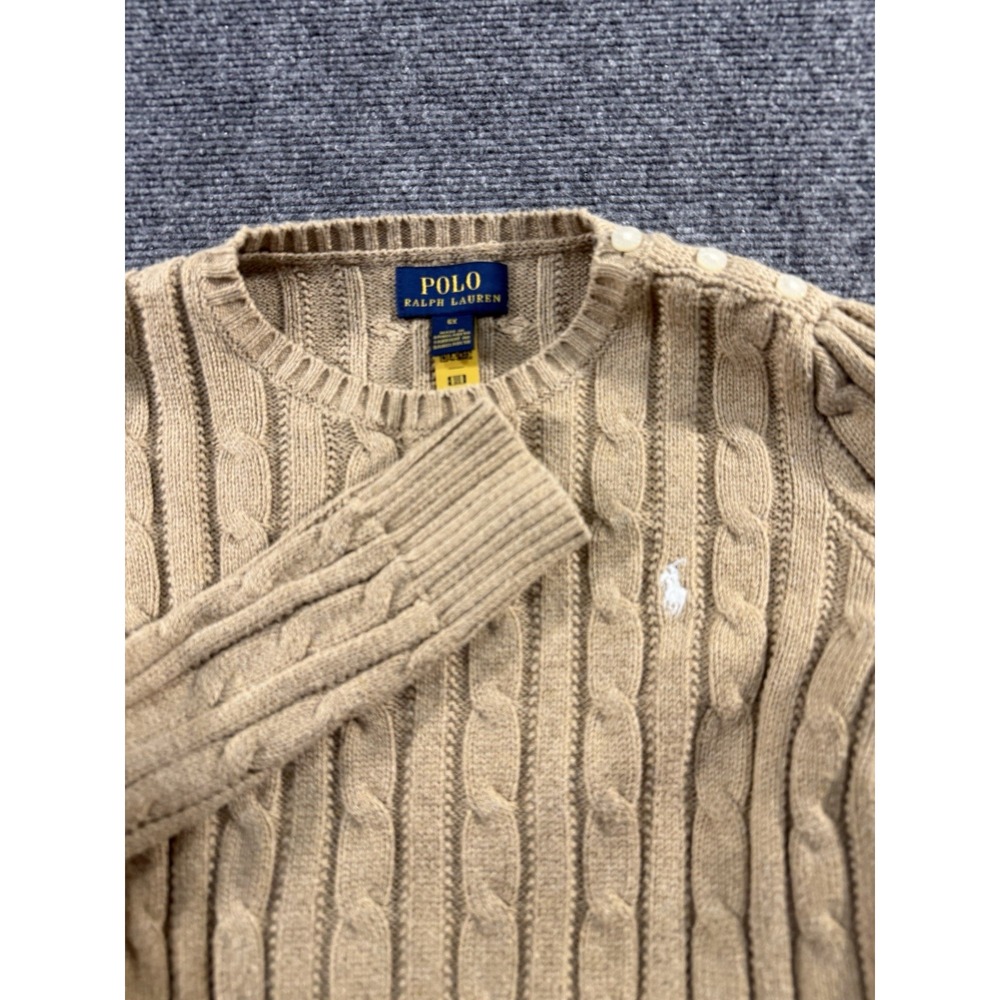 Polo Ralph Lauren Beige Tan Brown Cable Knit Sweater Girls Size 6X